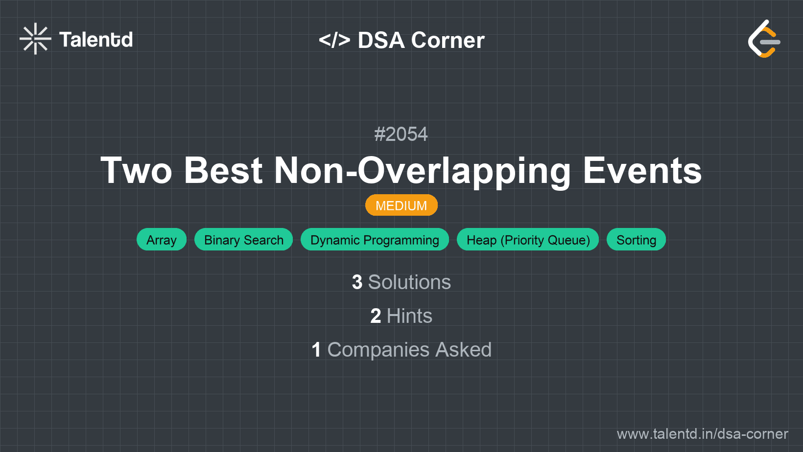 Problem visualization for Two Best Non-Overlapping Events
