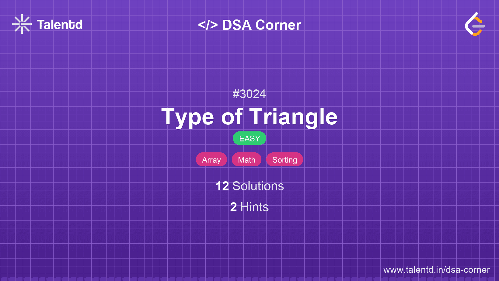 Problem visualization for Type of Triangle