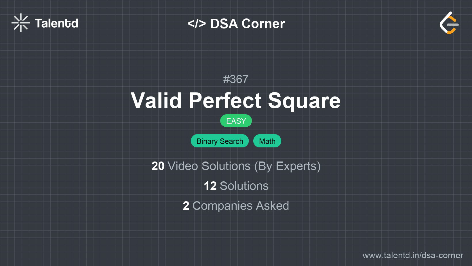 Problem visualization for Valid Perfect Square