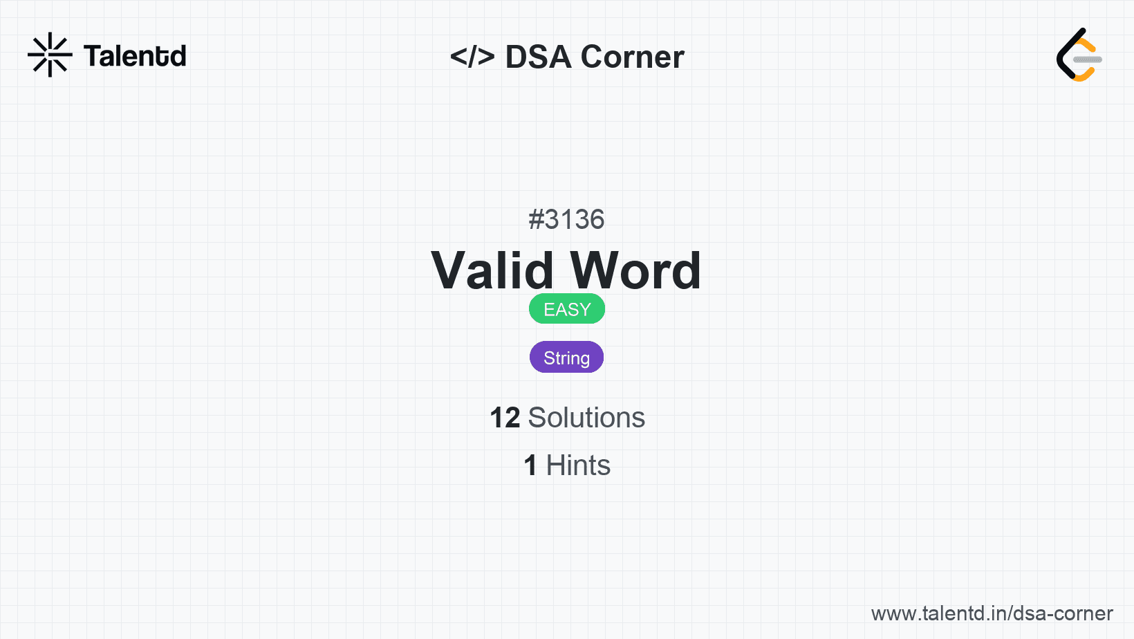 Problem visualization for Valid Word