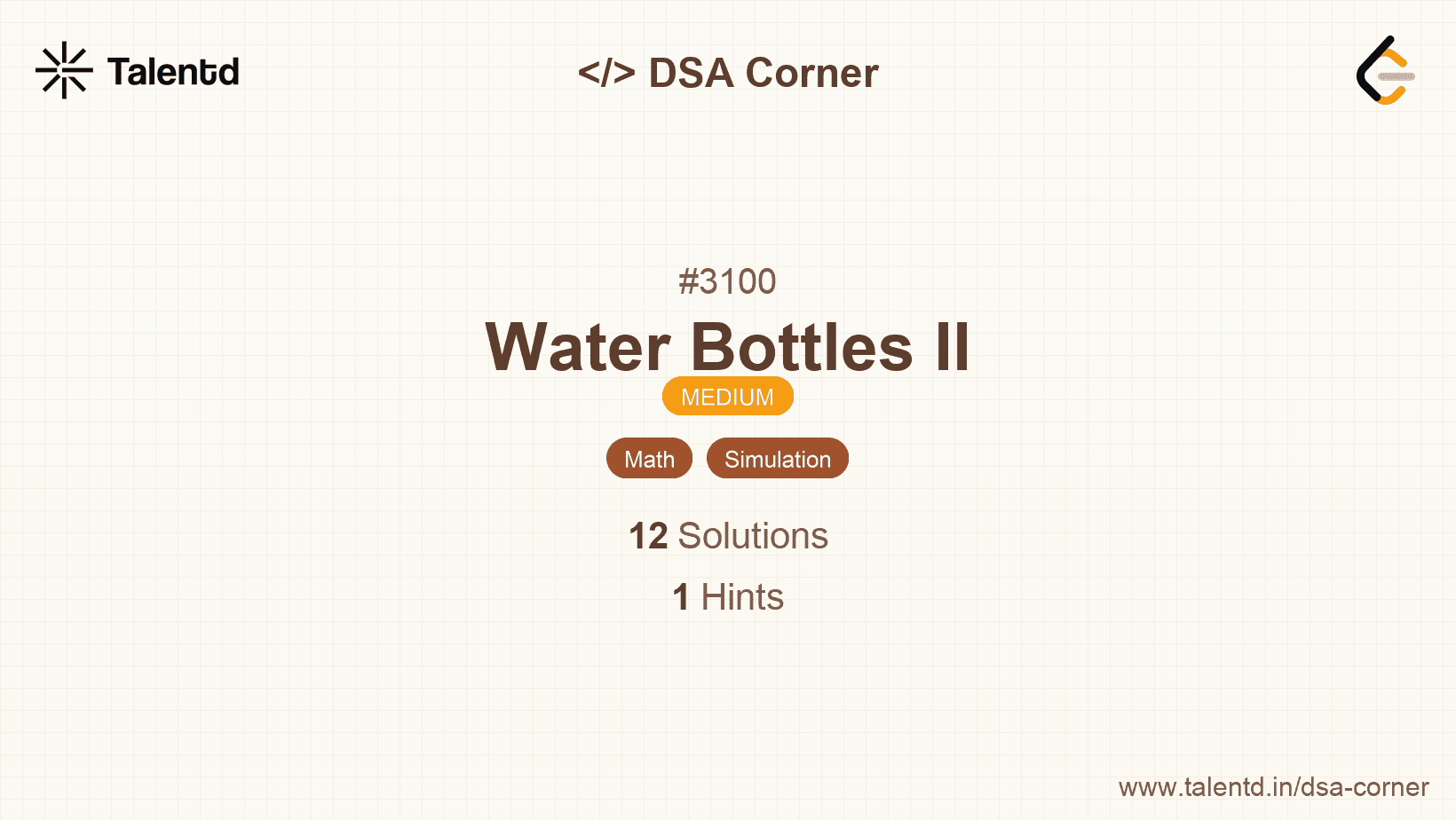 Problem visualization for Water Bottles II