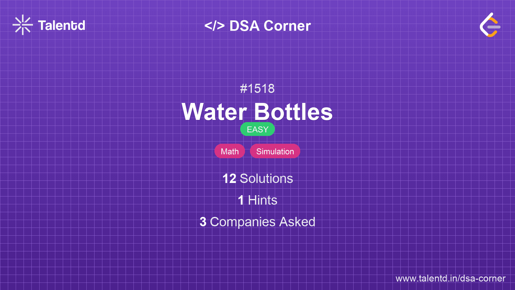 Problem visualization for Water Bottles