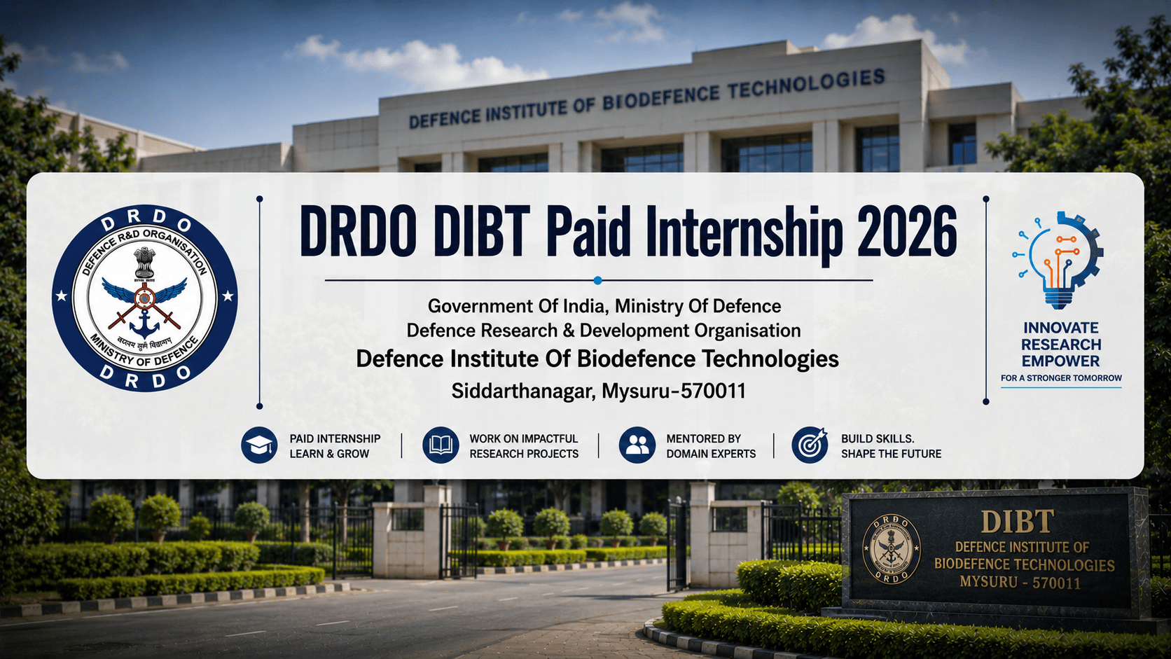 DRDO DIBT Paid Internship 2026: ₹5,000 Stipend, Apply by June 15