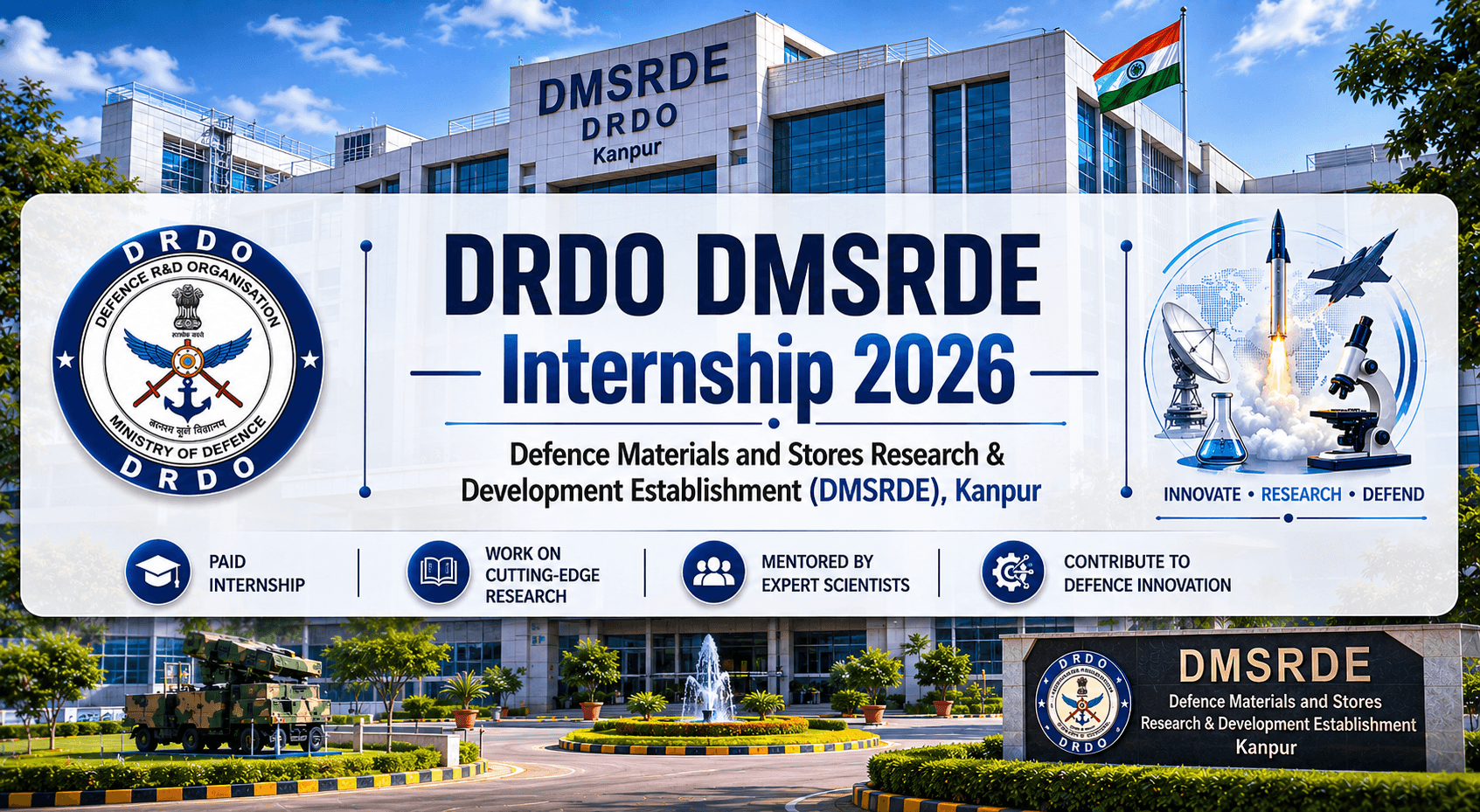 DRDO DMSRDE Internship 2026: ₹5,000 Stipend, 20 Seats Guide