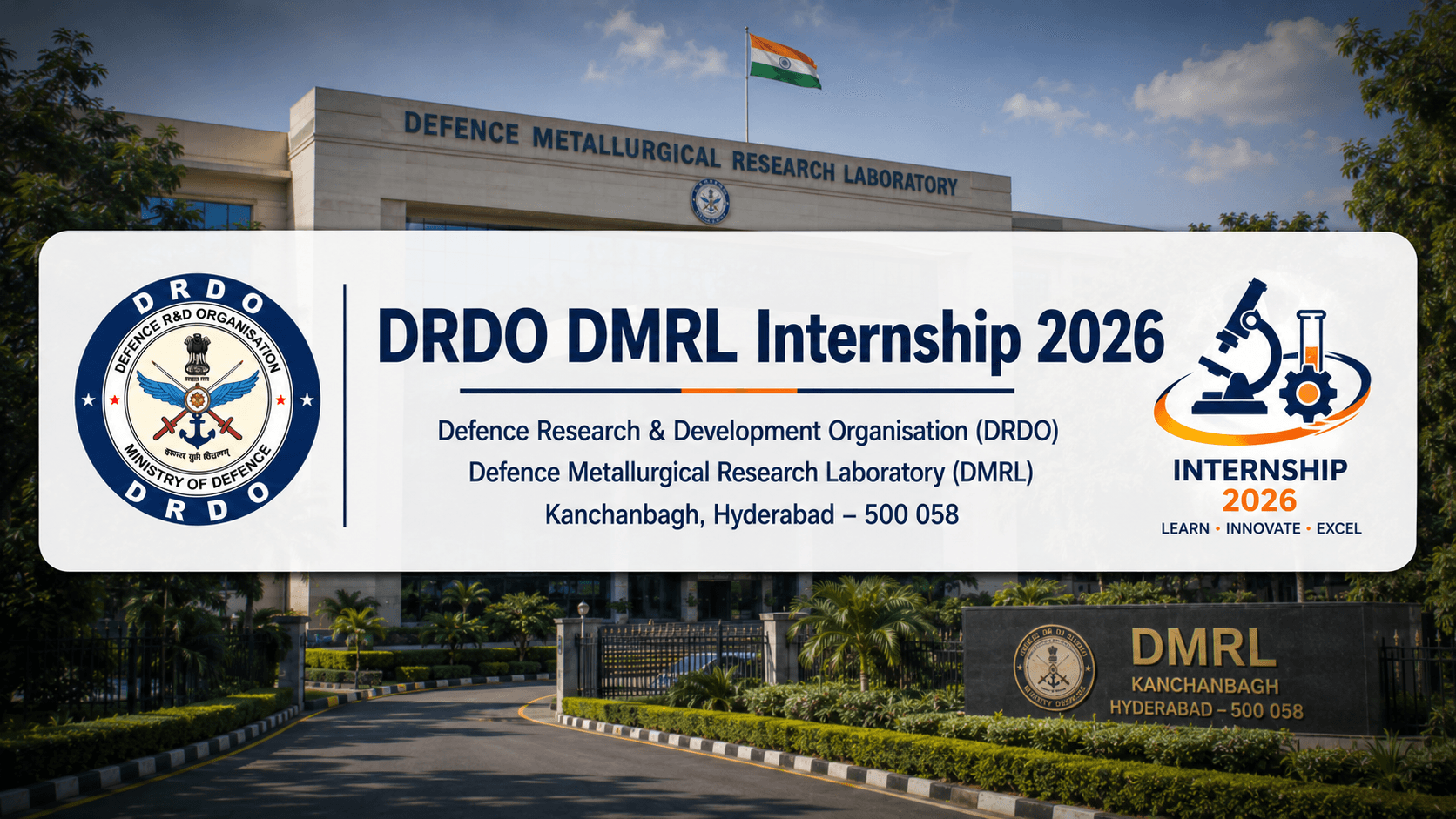 DRDO DMRL Internship 2026: 20 Seats, ₹5,000 Stipend