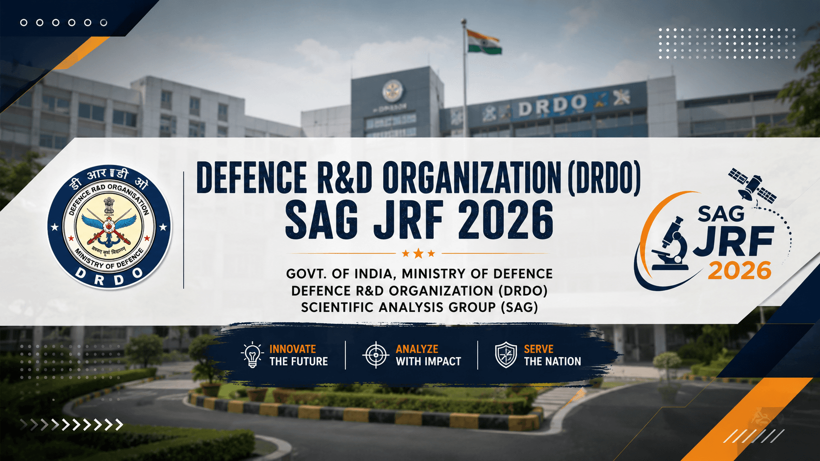 DRDO SAG JRF 2026: 11 Fellowships, ₹37,000 Stipend