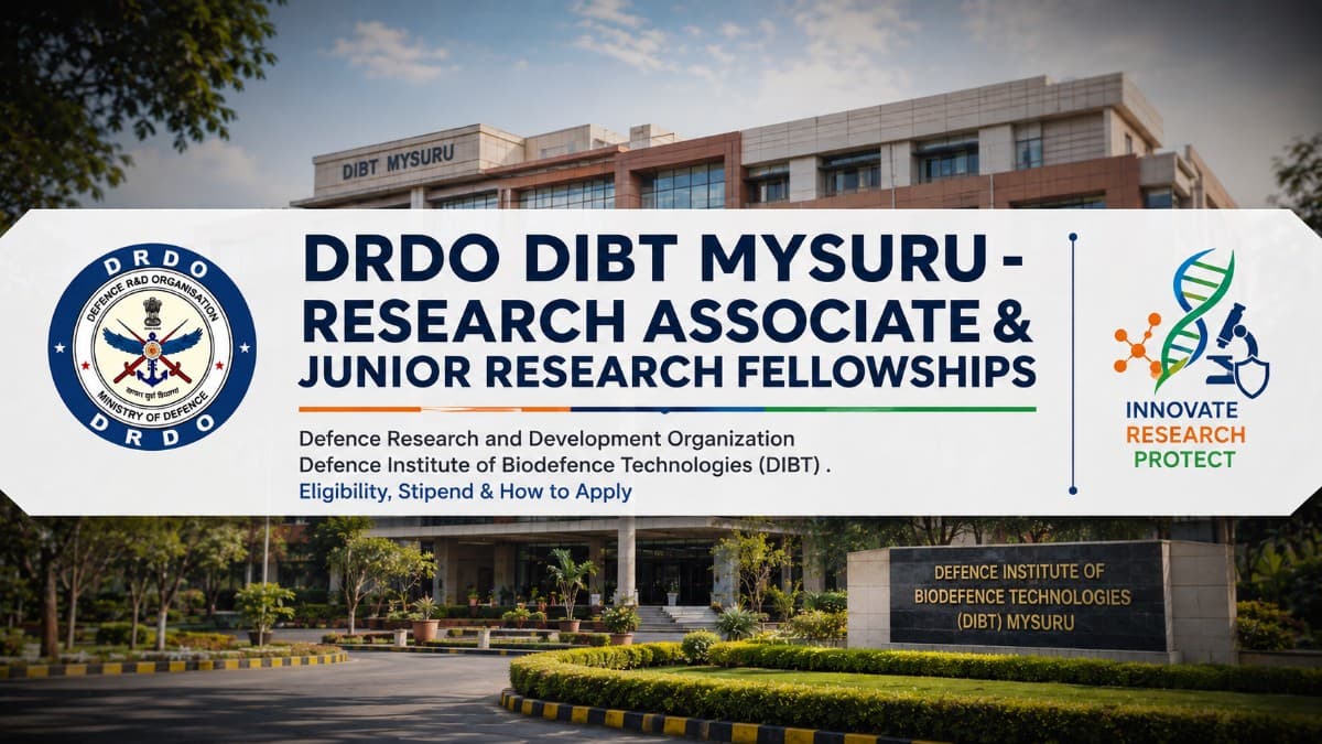 DRDO DIBT Mysuru RA & JRF: Eligibility, Stipend & How to Apply