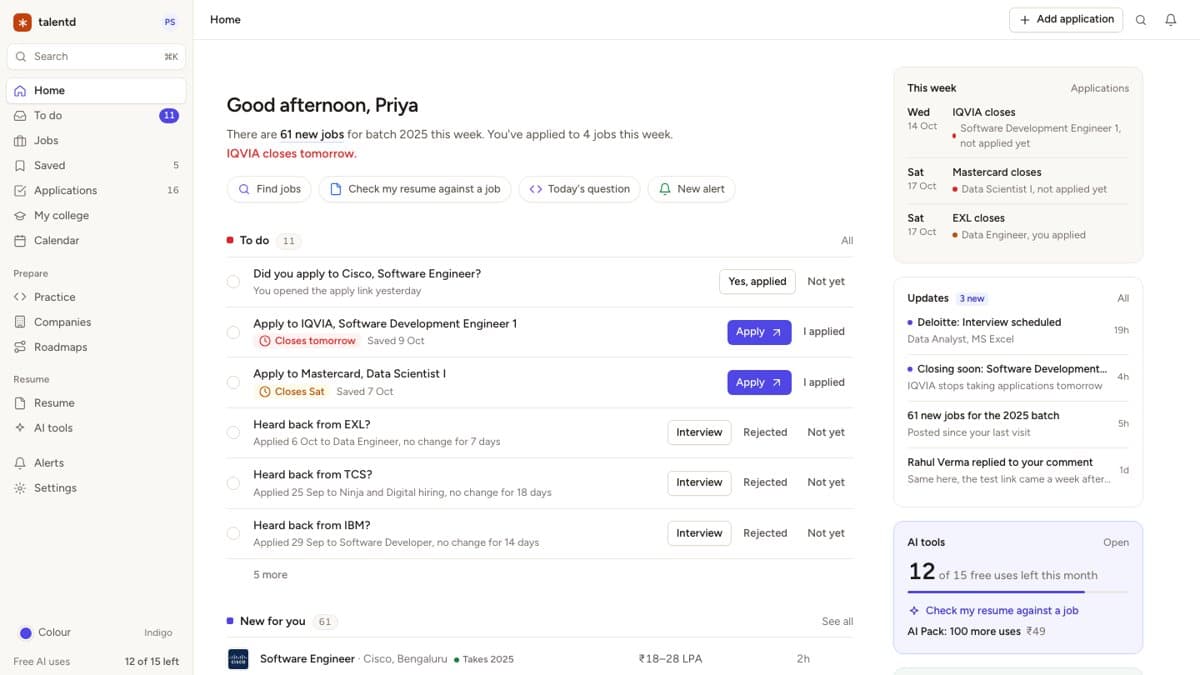 The new talentd dashboard