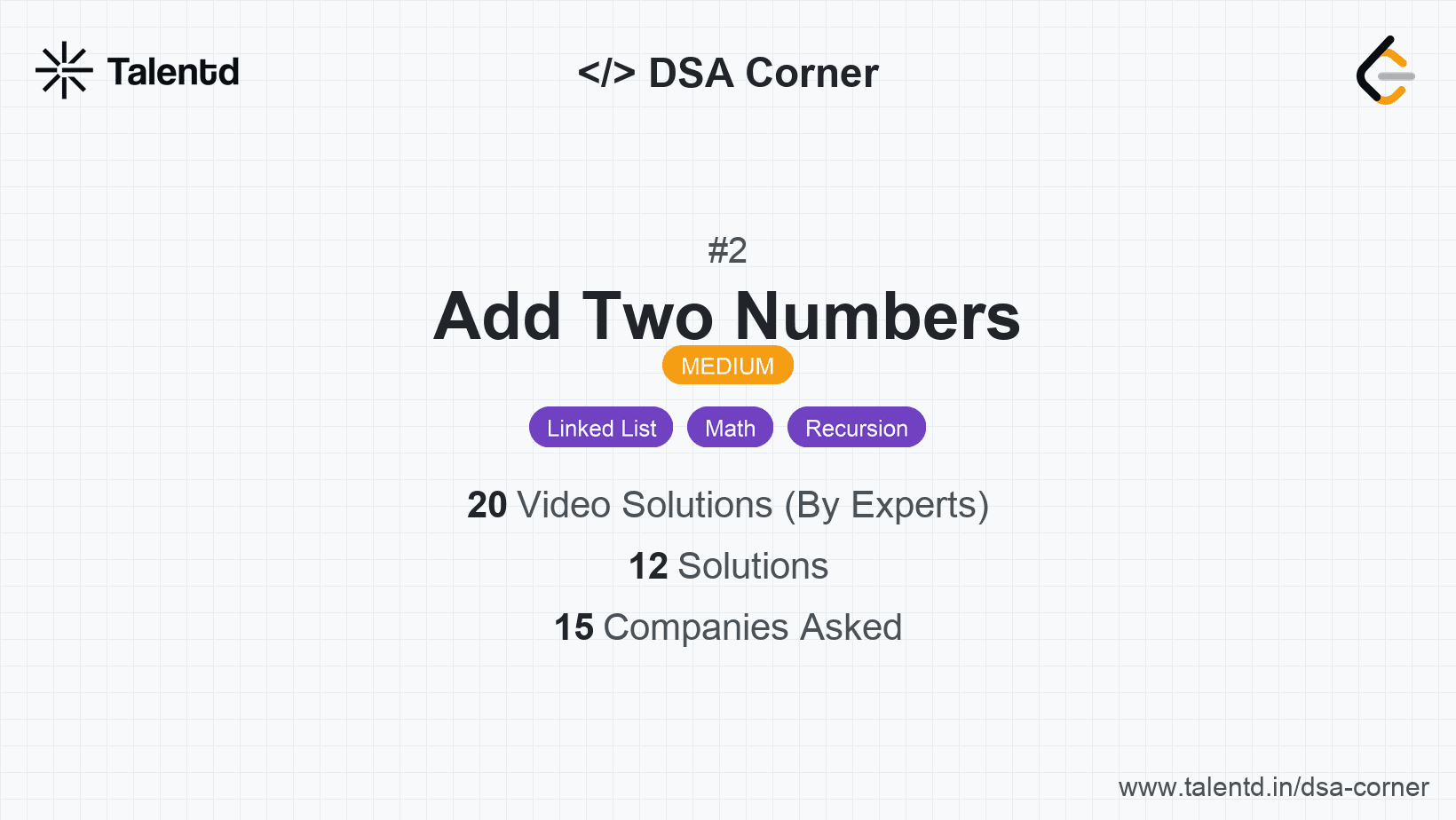 Problem visualization for Add Two Numbers