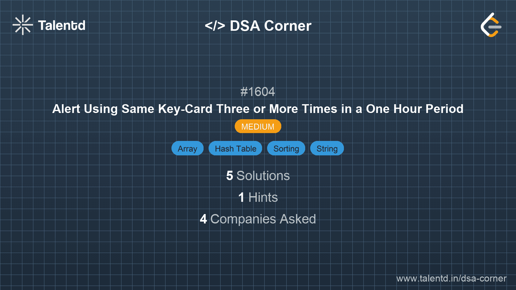 Problem visualization for Alert Using Same Key-Card Three or More Times in a One Hour Period