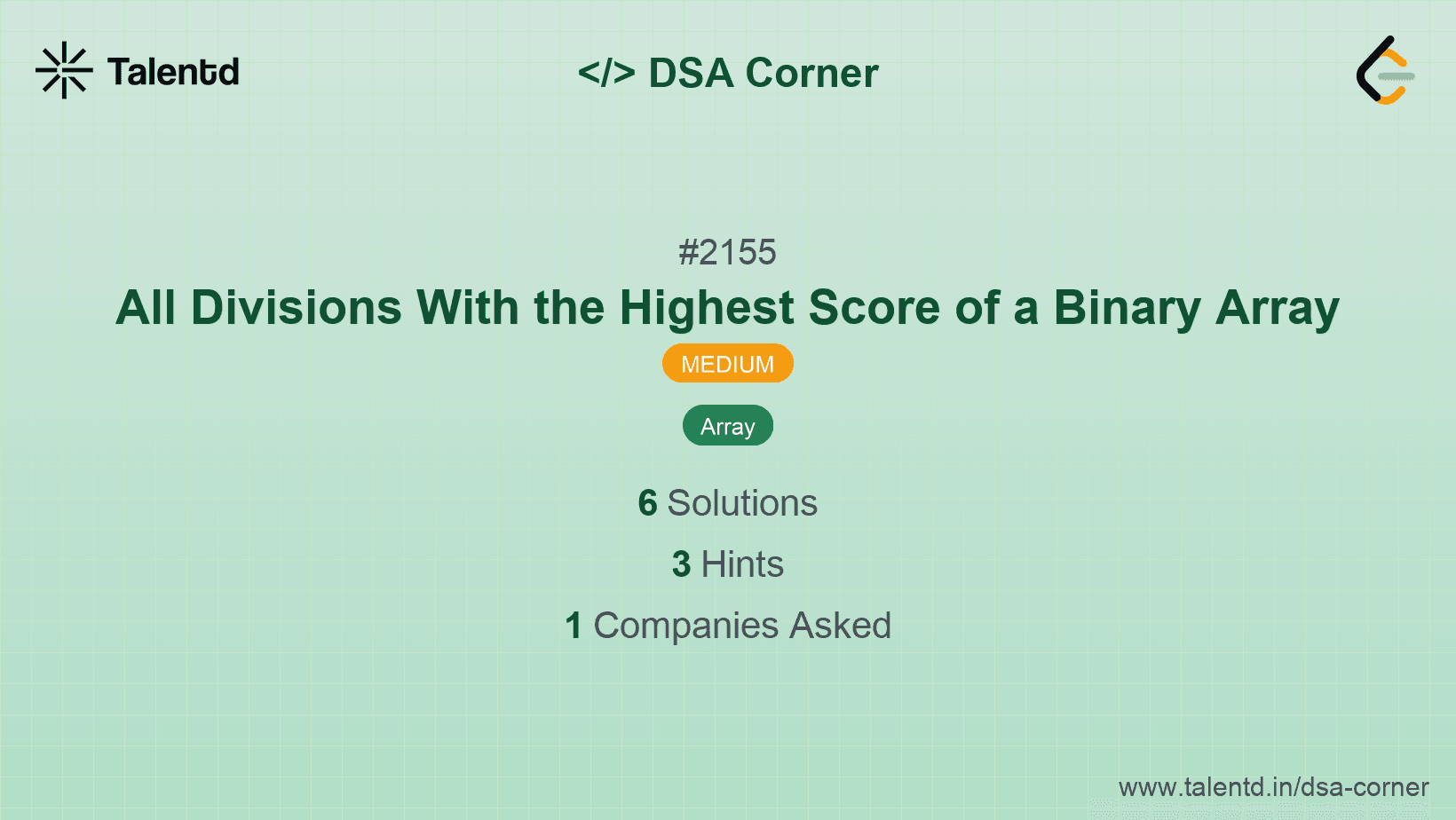 Problem visualization for All Divisions With the Highest Score of a Binary Array