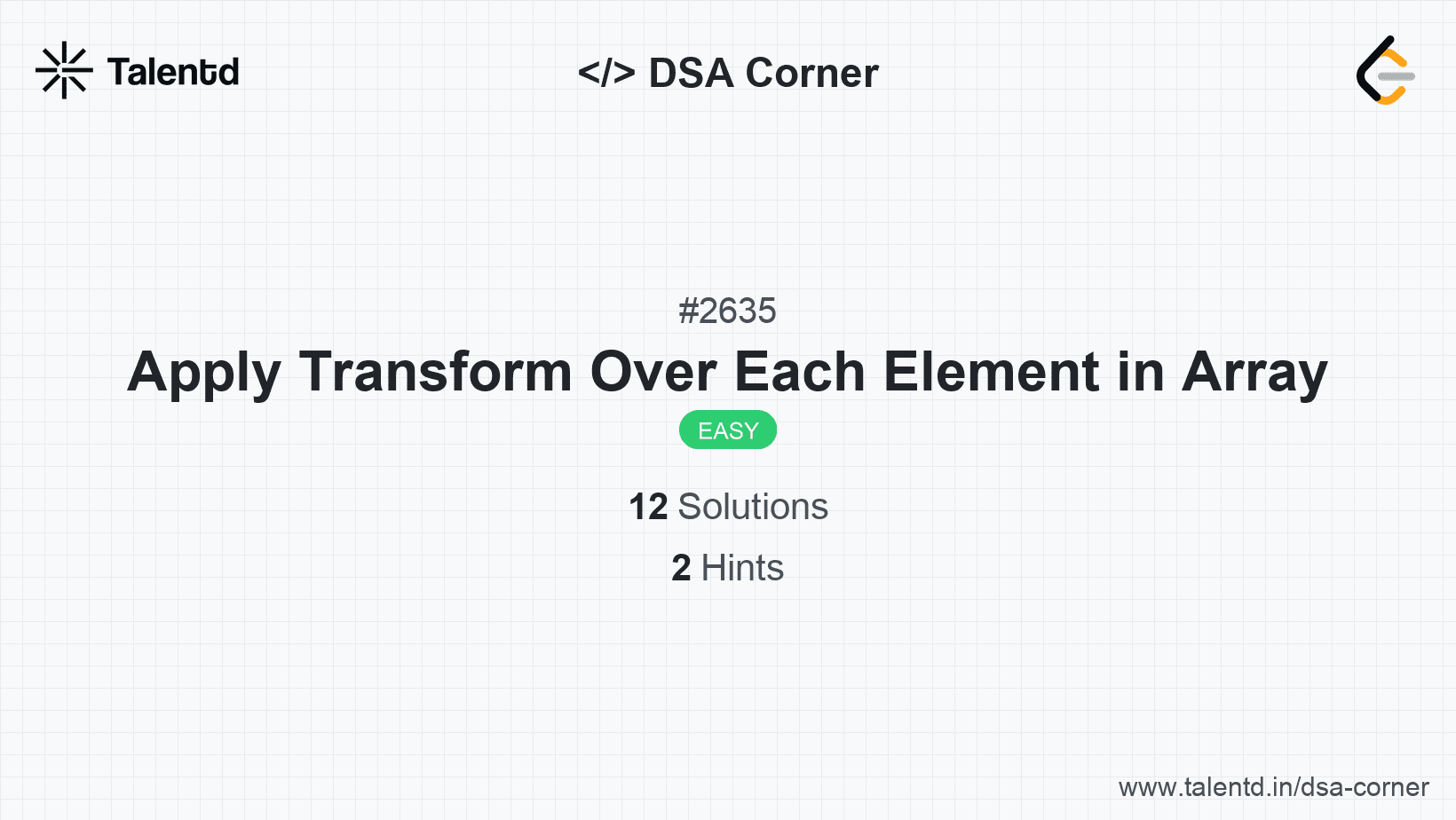 Problem visualization for Apply Transform Over Each Element in Array
