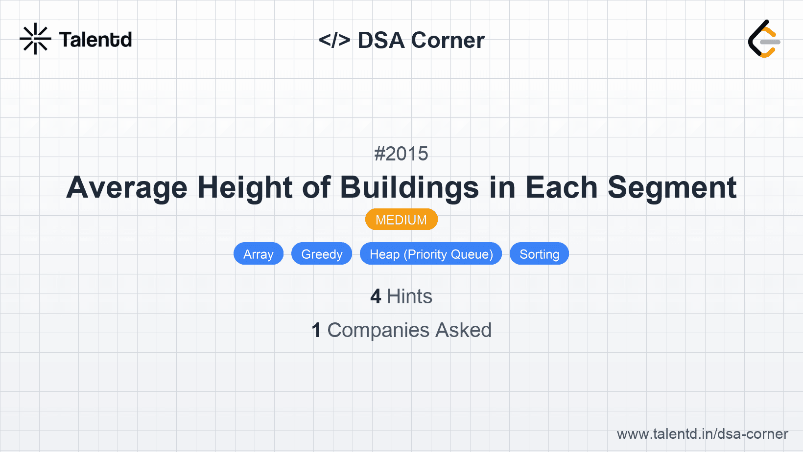 Problem visualization for Average Height of Buildings in Each Segment