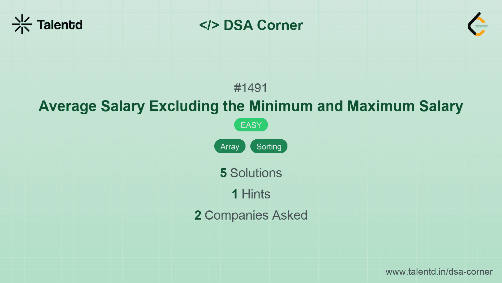 Problem visualization for Average Salary Excluding the Minimum and Maximum Salary