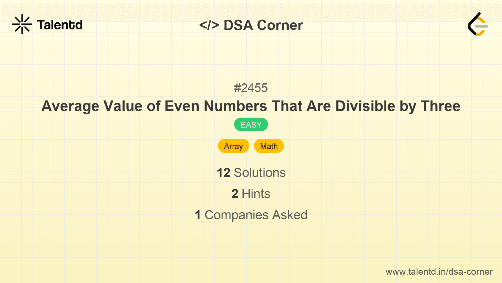 Problem visualization for Average Value of Even Numbers That Are Divisible by Three