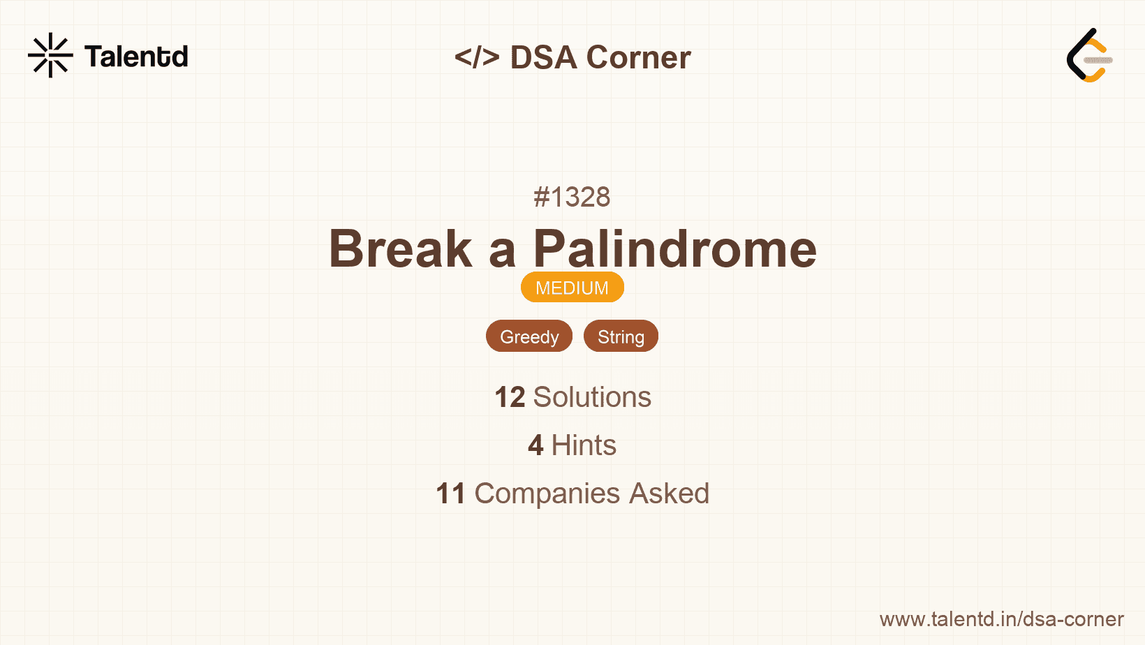 Problem visualization for Break a Palindrome