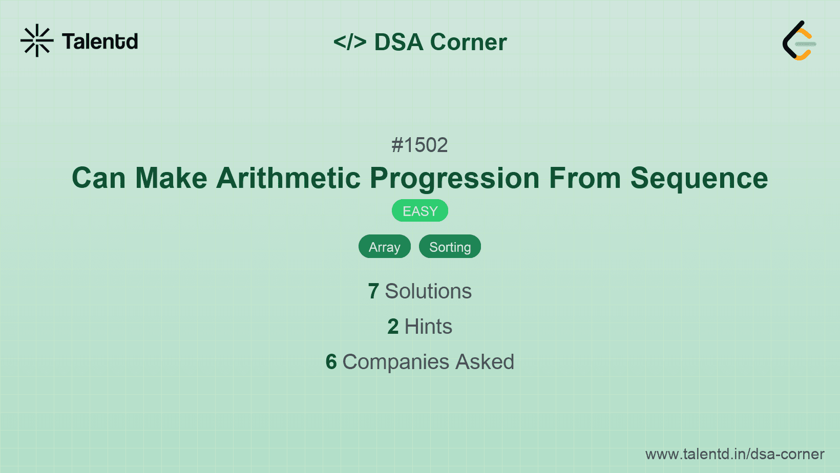 Problem visualization for Can Make Arithmetic Progression From Sequence