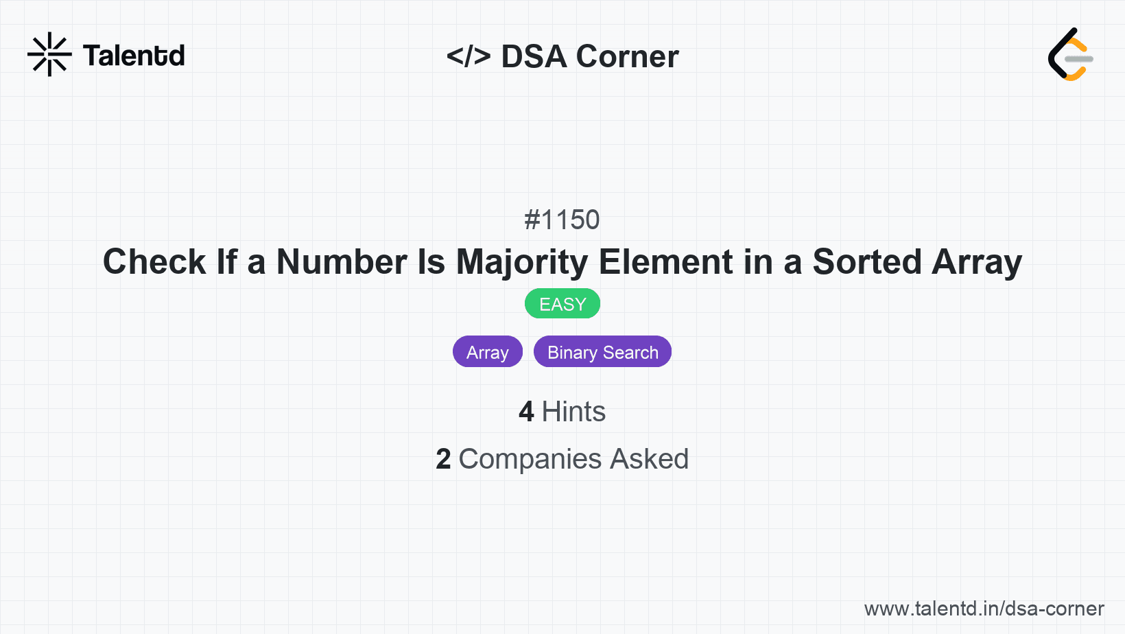 Problem visualization for Check If a Number Is Majority Element in a Sorted Array