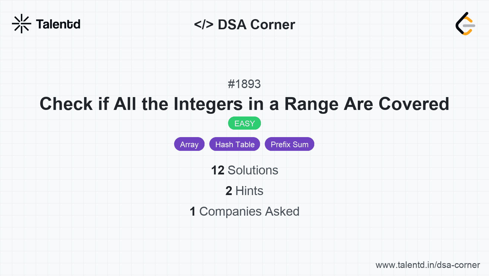 Problem visualization for Check if All the Integers in a Range Are Covered