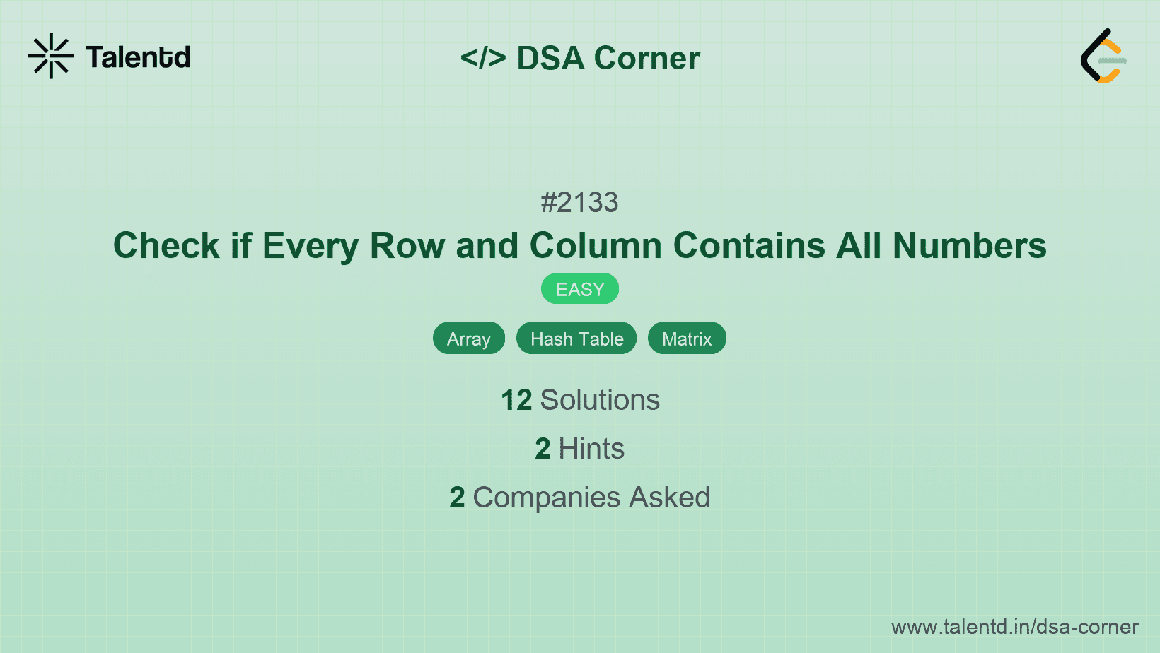 Problem visualization for Check if Every Row and Column Contains All Numbers