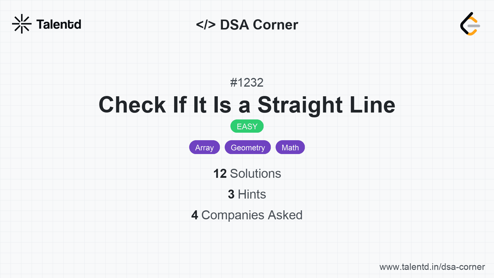 Problem visualization for Check If It Is a Straight Line