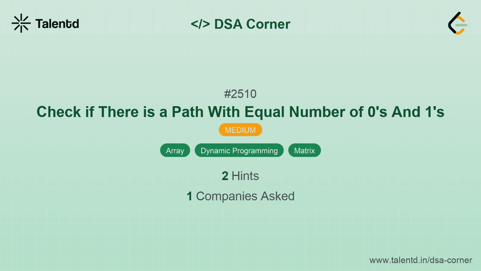 Problem visualization for Check if There is a Path With Equal Number of 0's And 1's