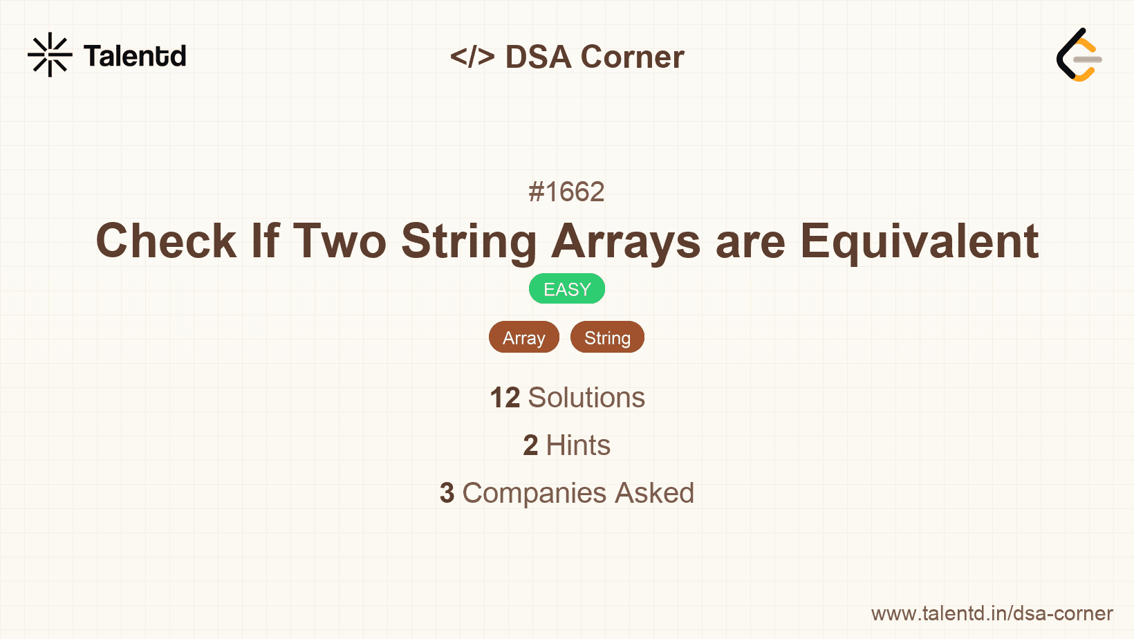 Problem visualization for Check If Two String Arrays are Equivalent
