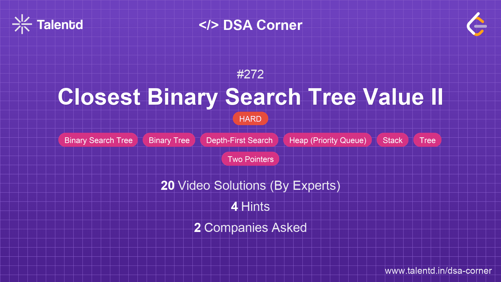 Problem visualization for Closest Binary Search Tree Value II