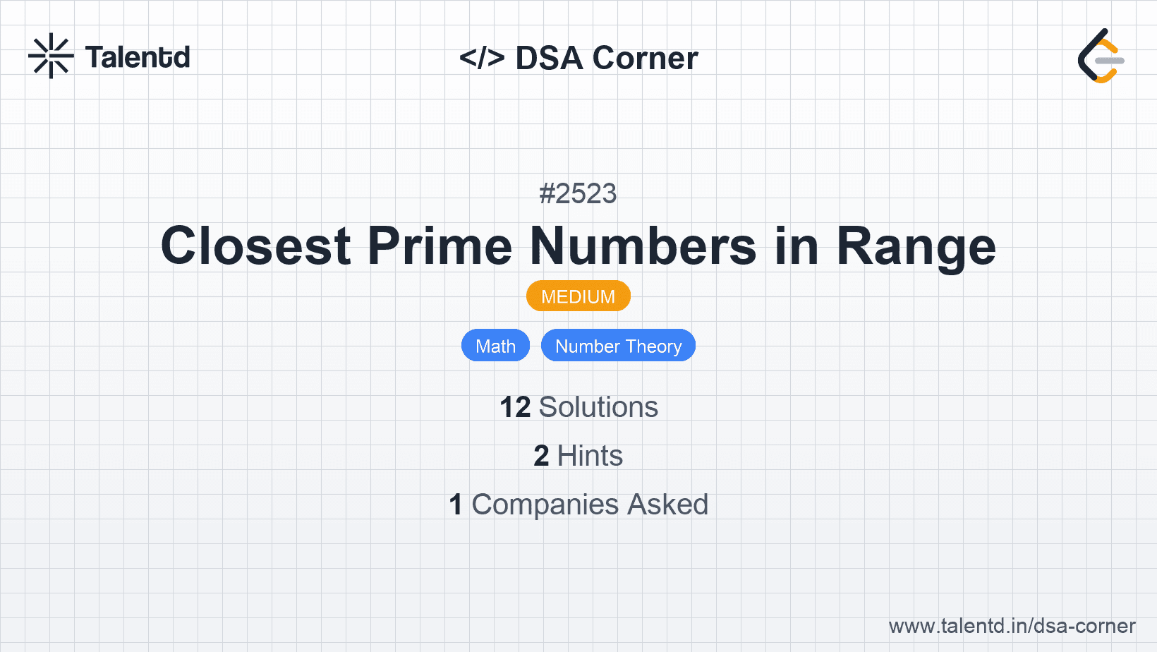 Problem visualization for Closest Prime Numbers in Range