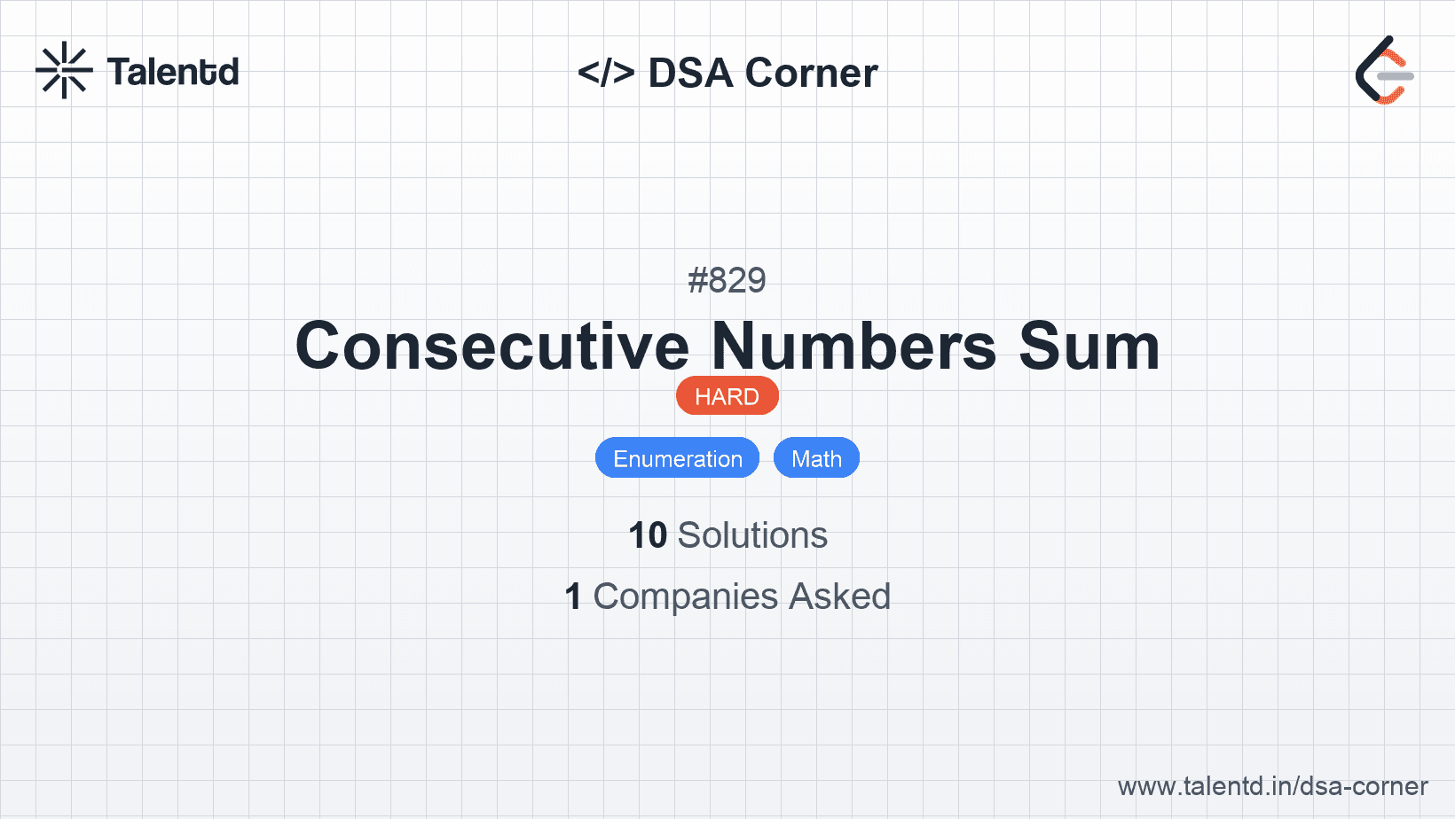 Problem visualization for Consecutive Numbers Sum