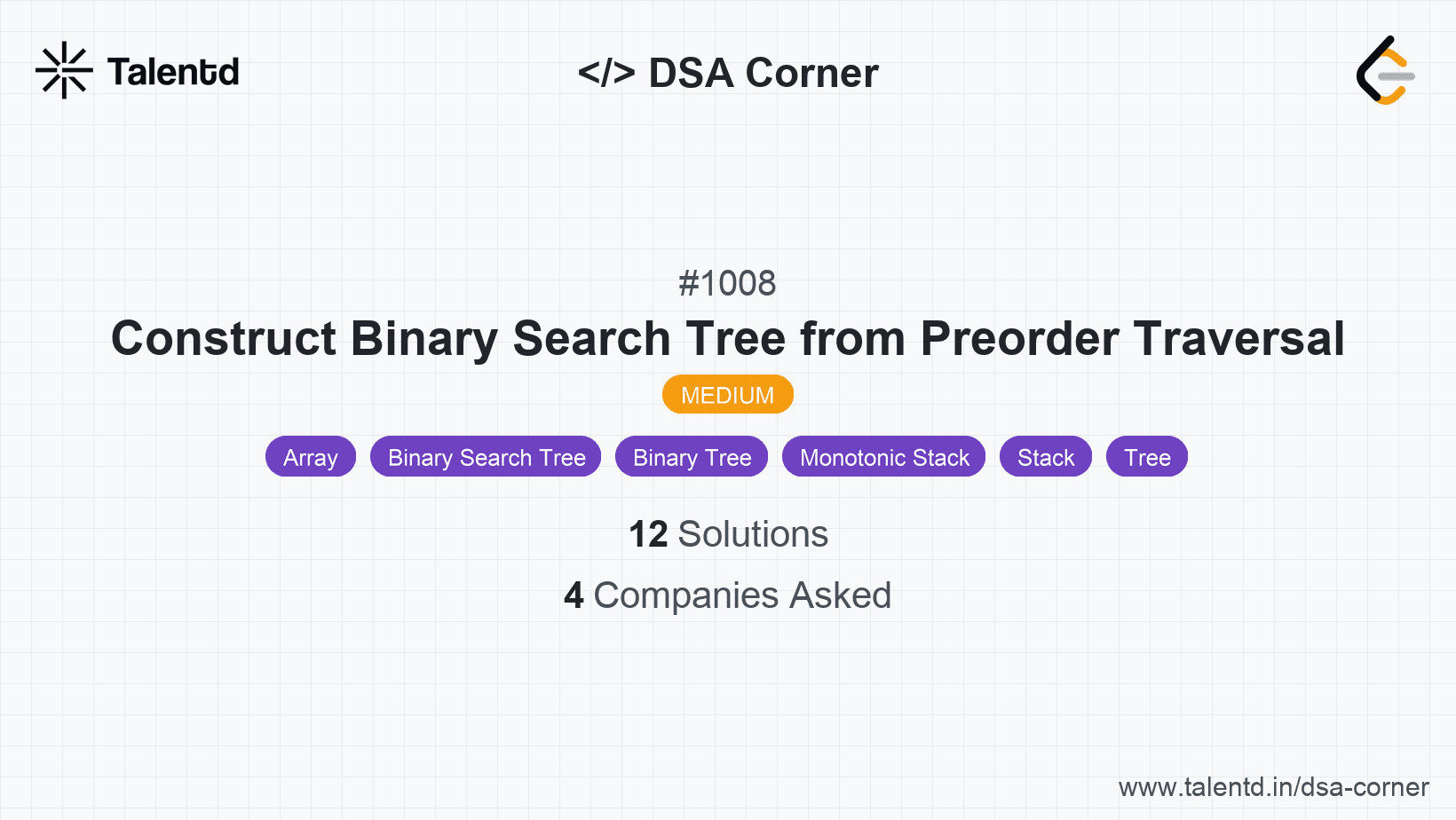 Problem visualization for Construct Binary Search Tree from Preorder Traversal