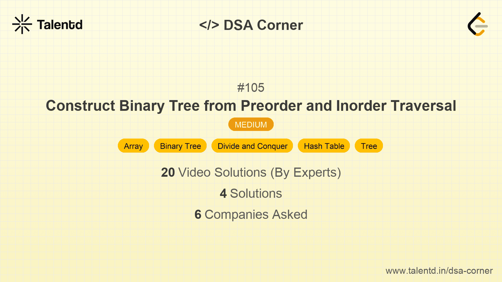 Problem visualization for Construct Binary Tree from Preorder and Inorder Traversal