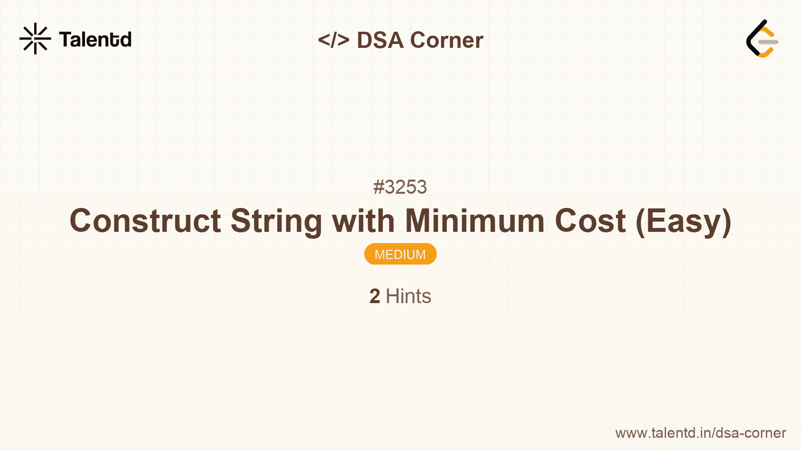 Problem visualization for Construct String with Minimum Cost (Easy)