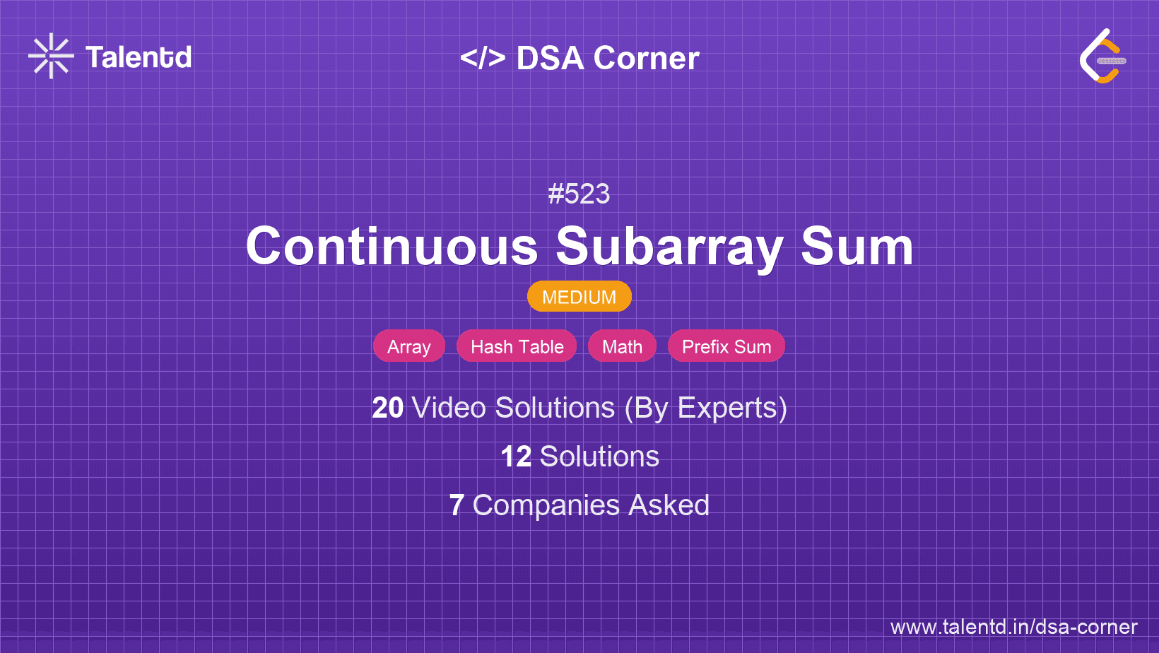 Problem visualization for Continuous Subarray Sum