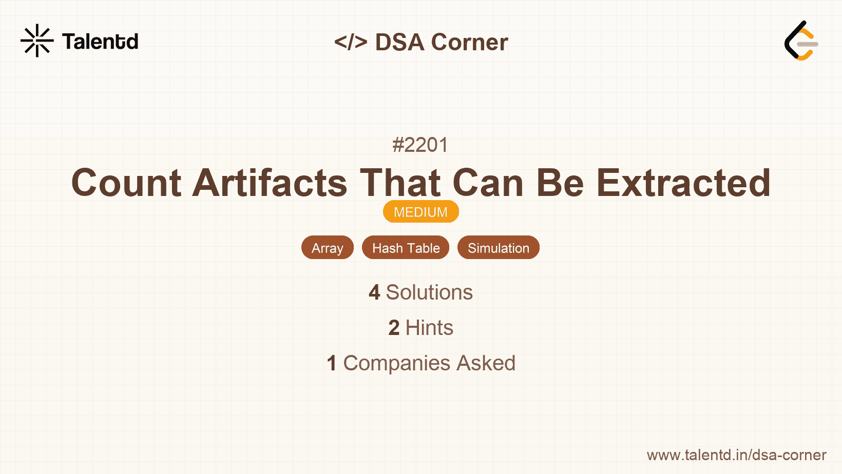 Problem visualization for Count Artifacts That Can Be Extracted
