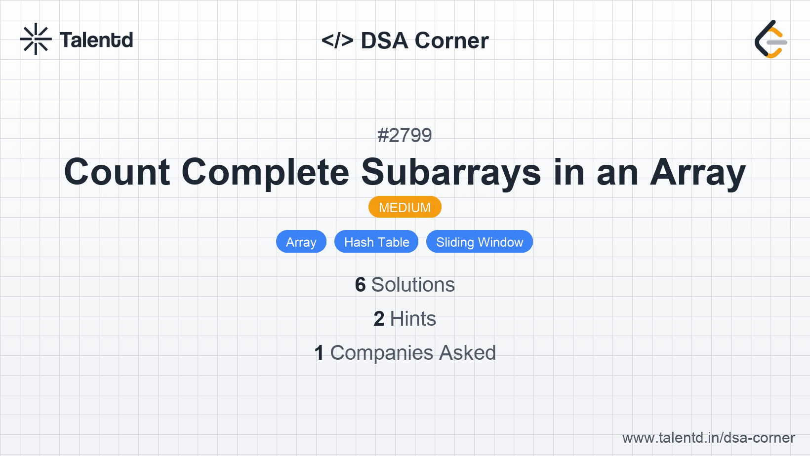 Problem visualization for Count Complete Subarrays in an Array
