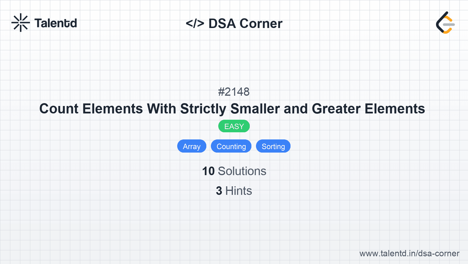 Problem visualization for Count Elements With Strictly Smaller and Greater Elements