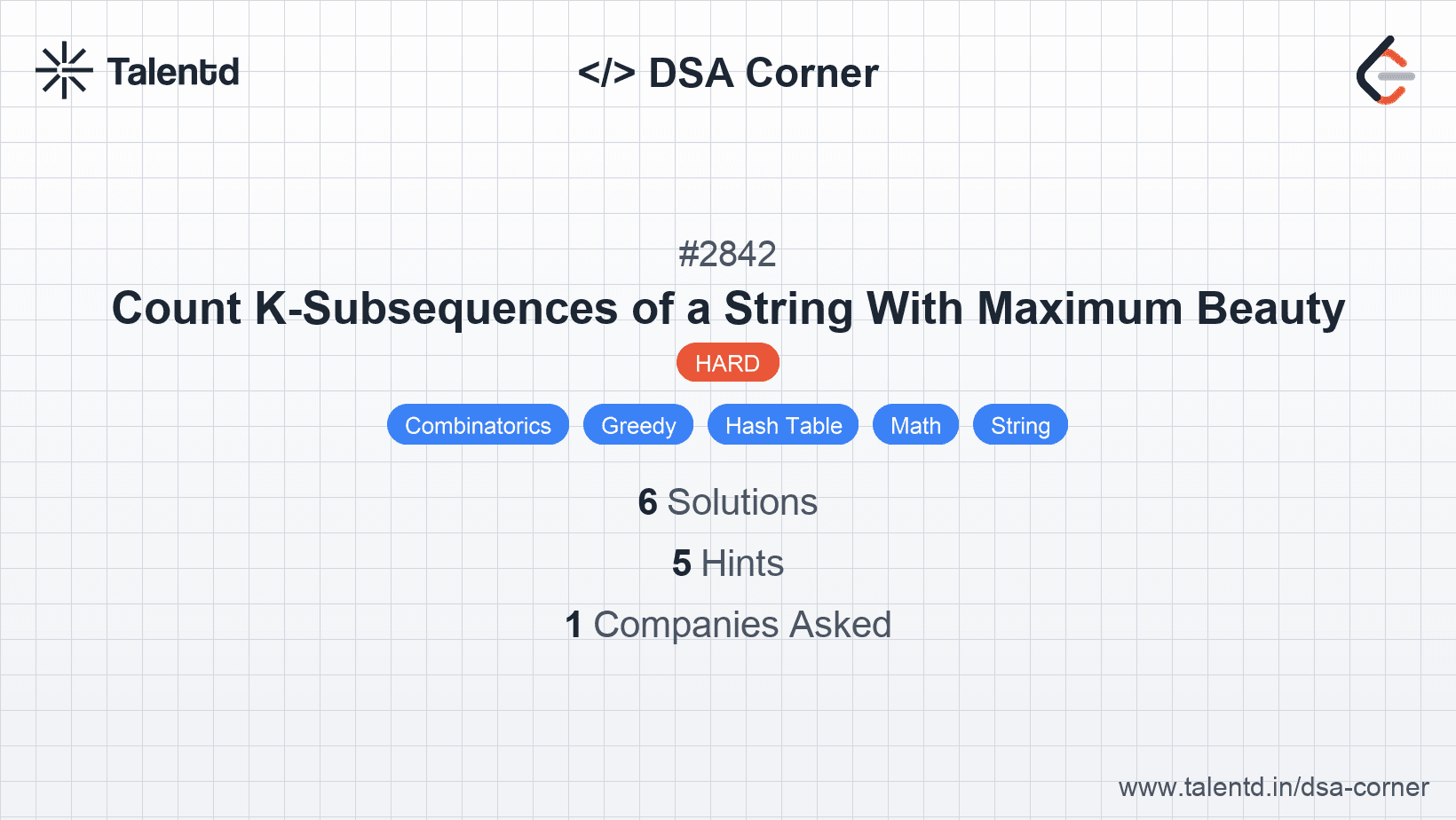 Problem visualization for Count K-Subsequences of a String With Maximum Beauty