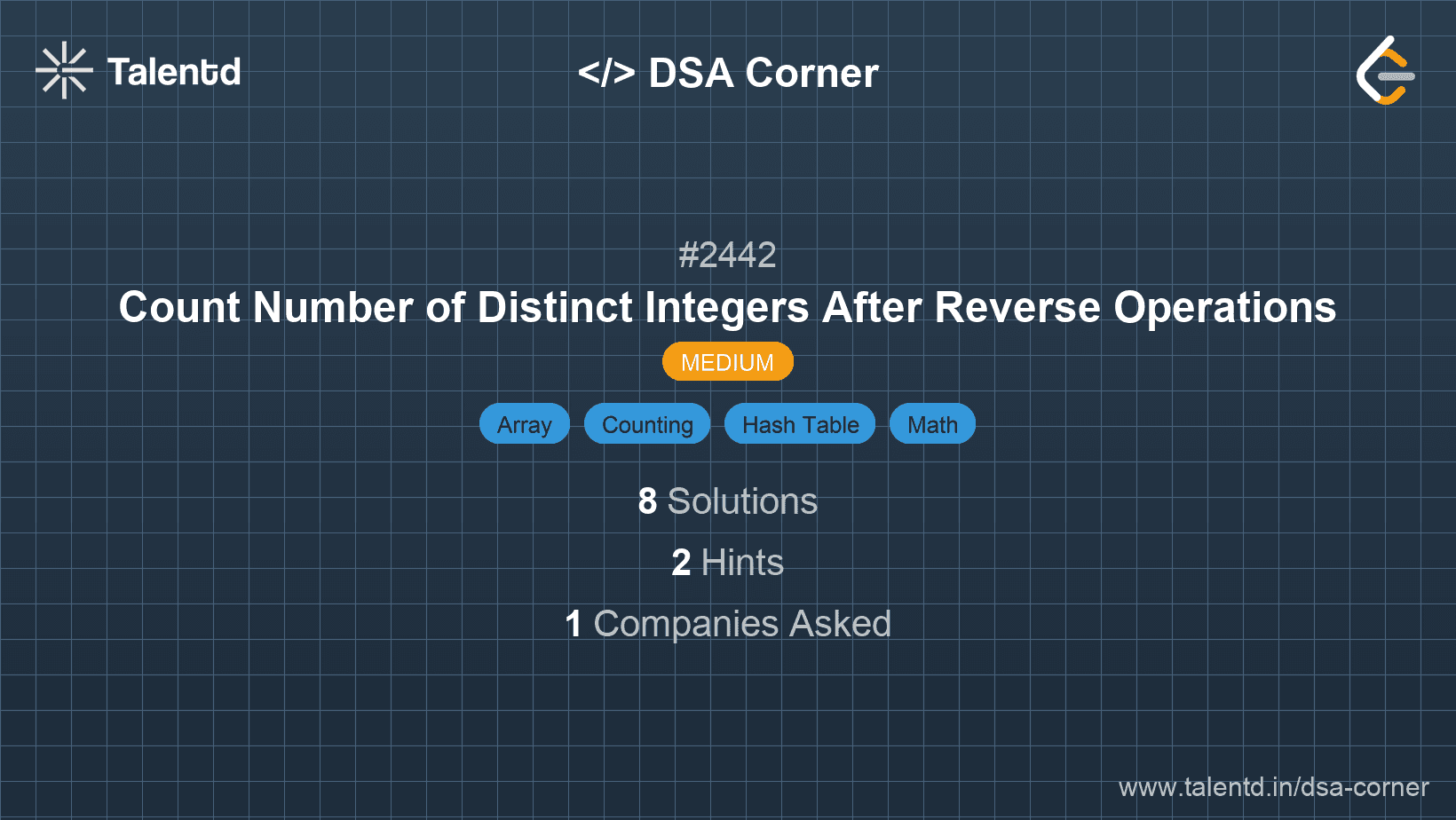 Problem visualization for Count Number of Distinct Integers After Reverse Operations