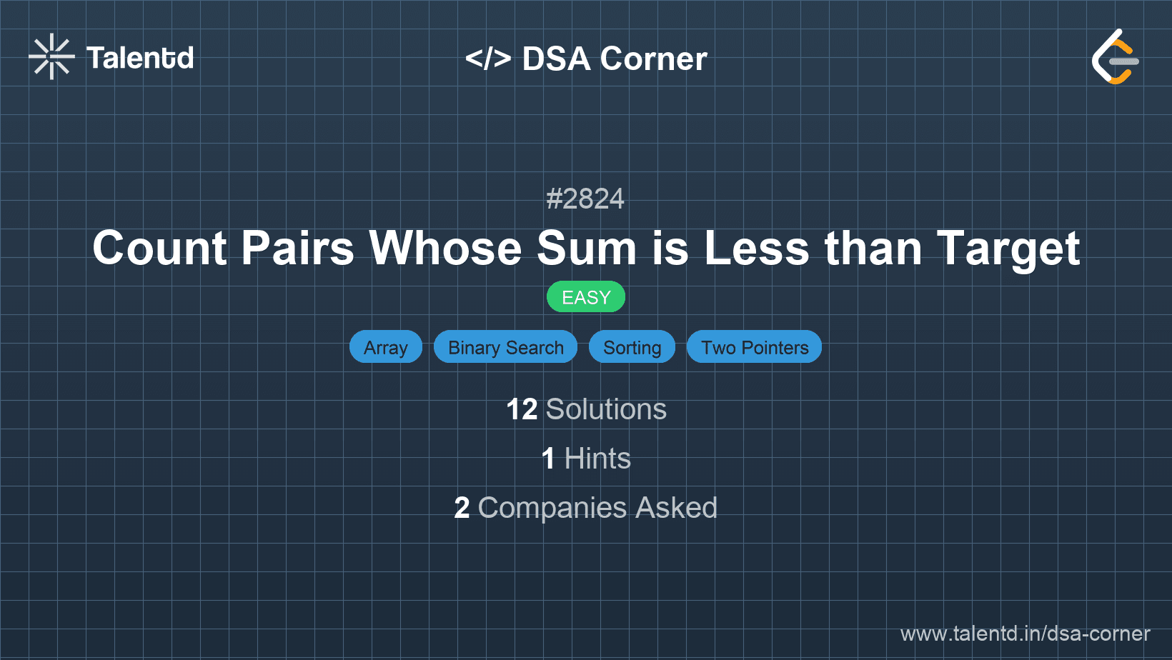 Problem visualization for Count Pairs Whose Sum is Less than Target