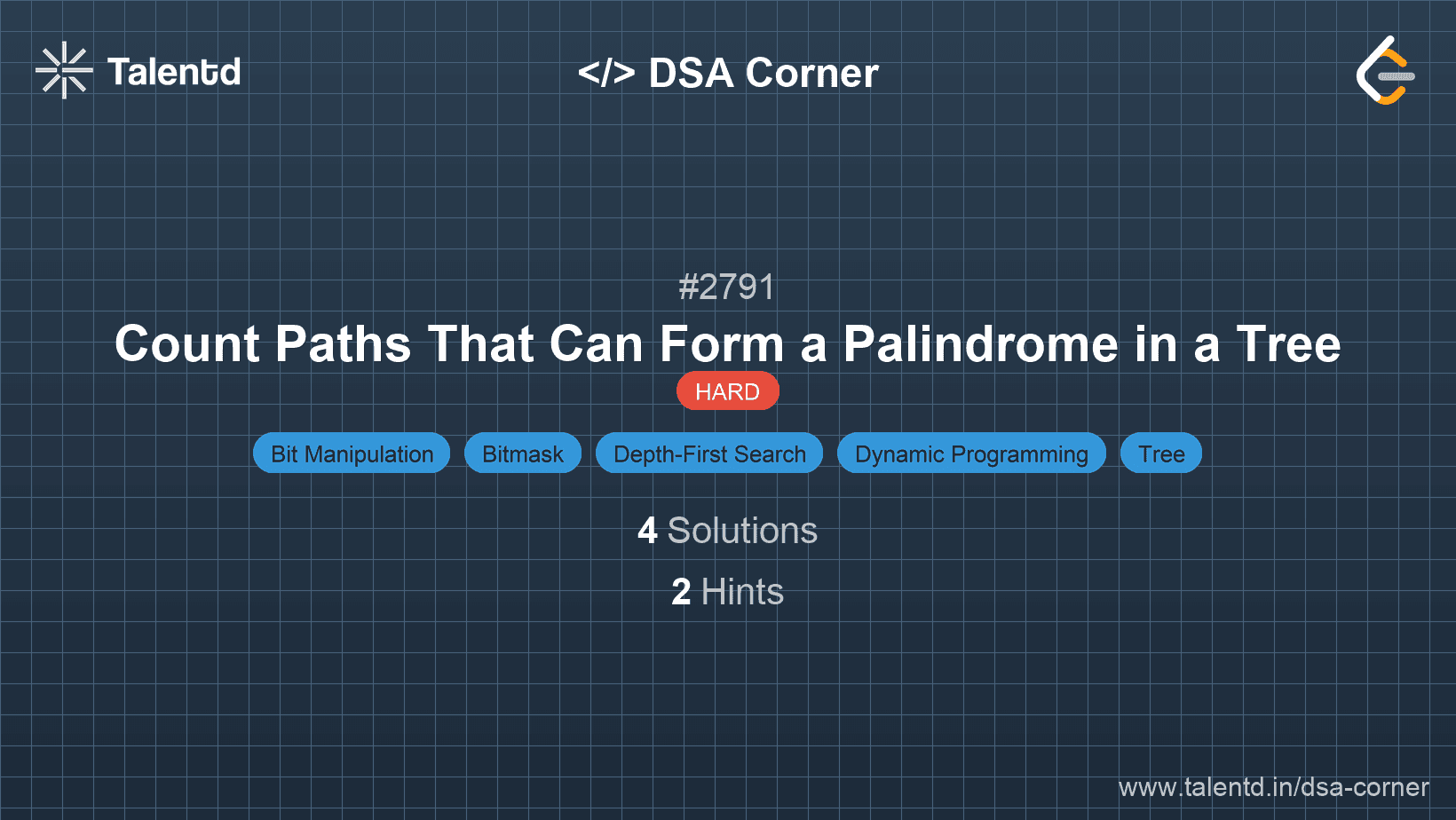 Problem visualization for Count Paths That Can Form a Palindrome in a Tree