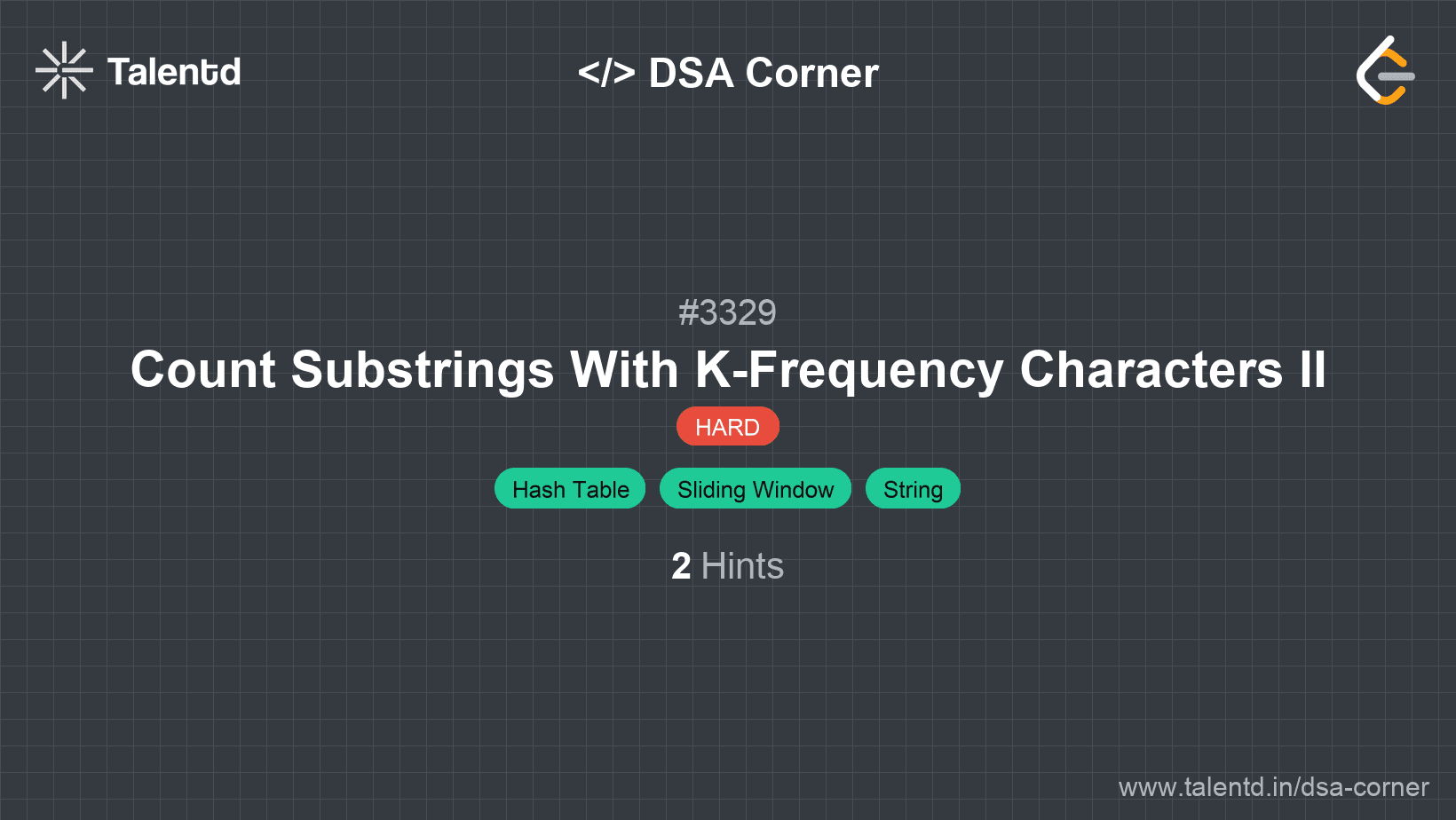 Problem visualization for Count Substrings With K-Frequency Characters II