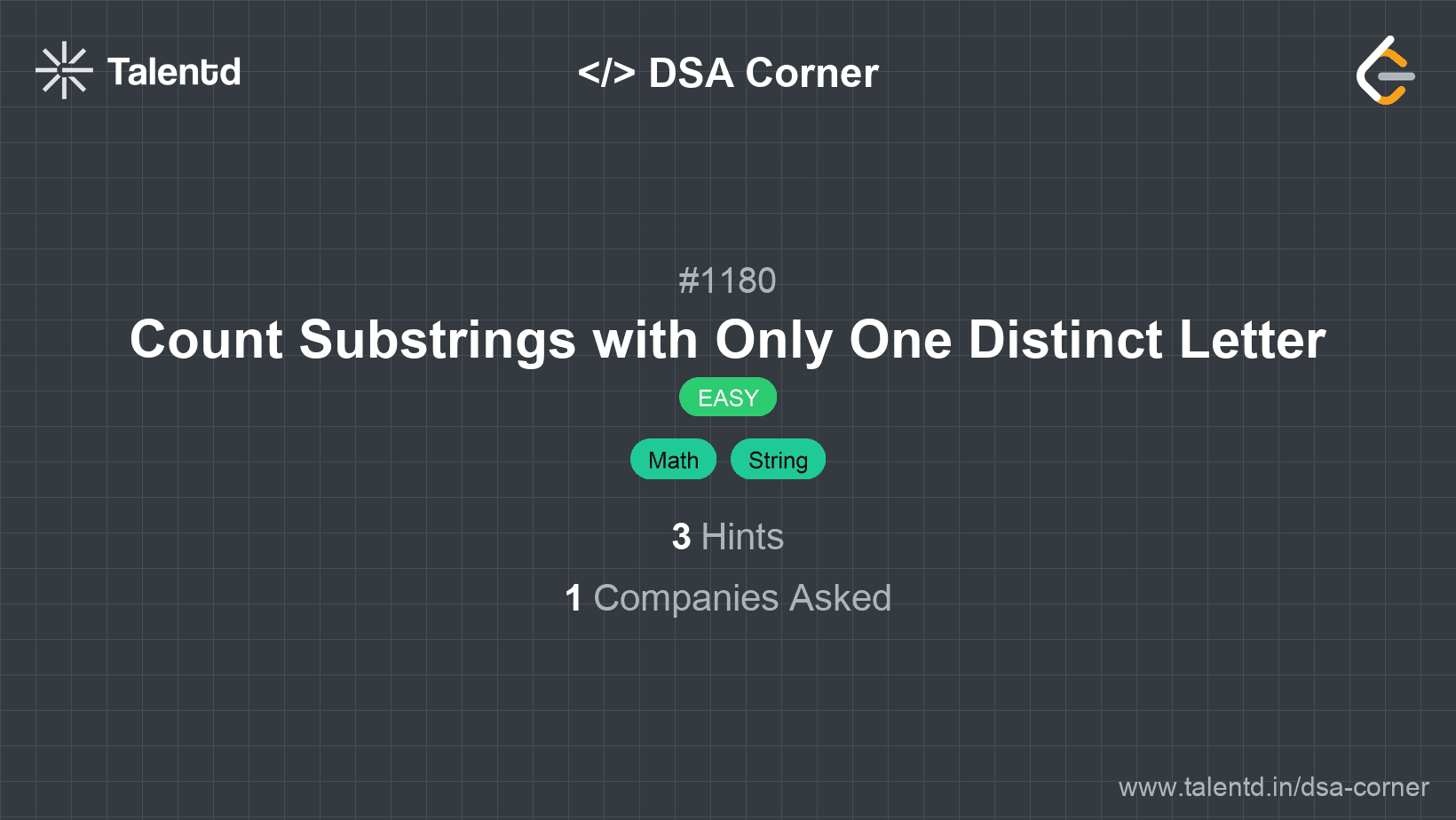 Problem visualization for Count Substrings with Only One Distinct Letter