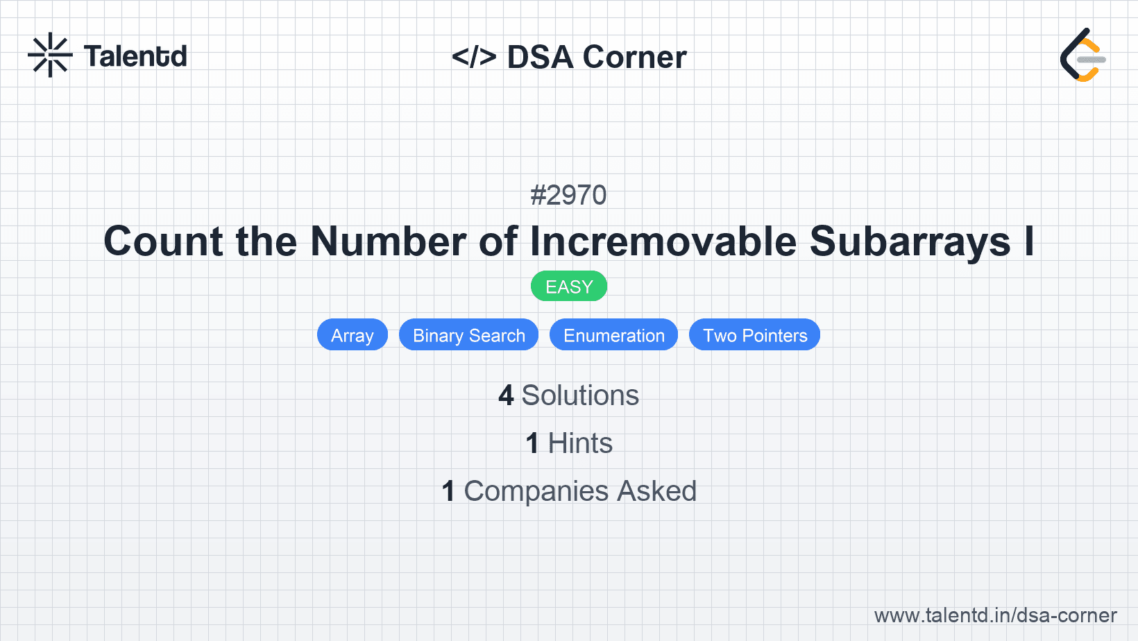 Problem visualization for Count the Number of Incremovable Subarrays I