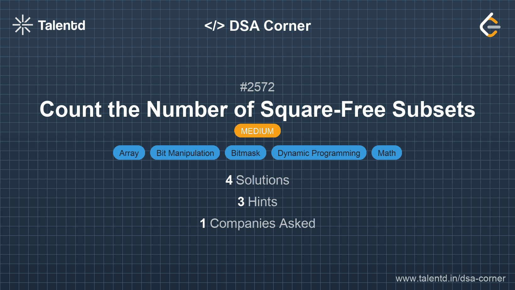 Problem visualization for Count the Number of Square-Free Subsets