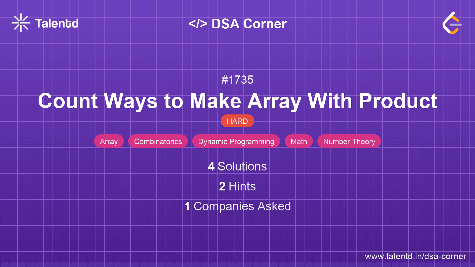 Problem visualization for Count Ways to Make Array With Product