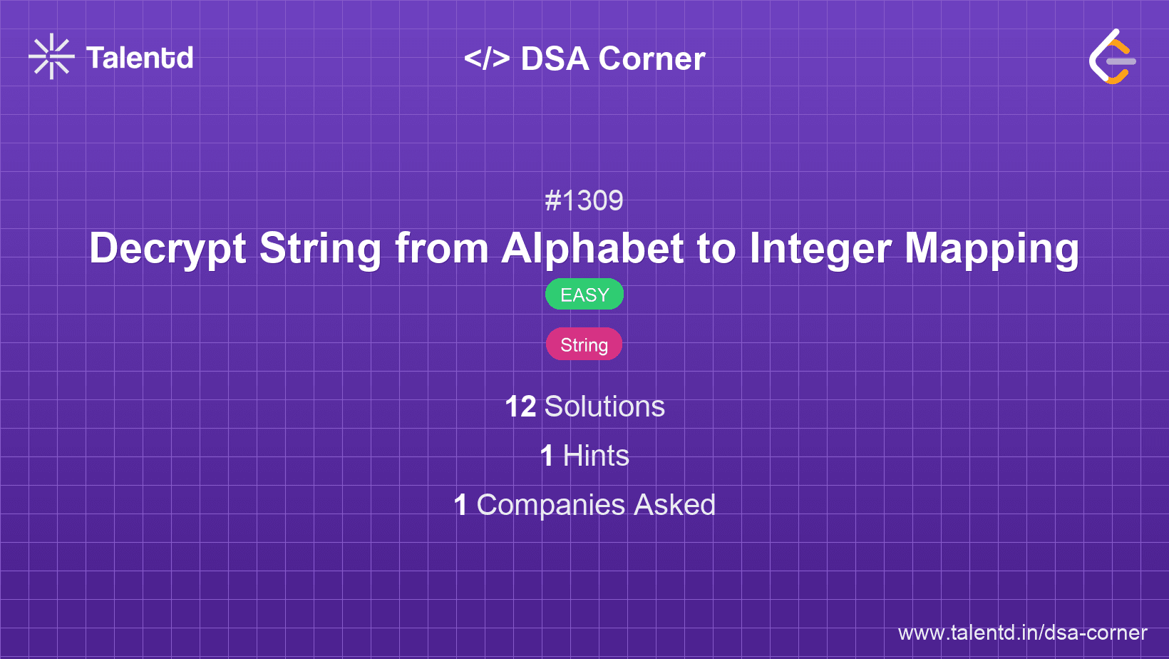 Problem visualization for Decrypt String from Alphabet to Integer Mapping