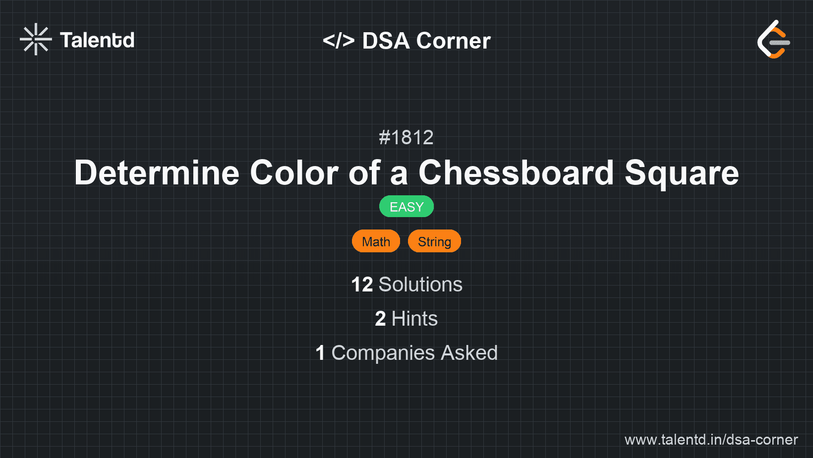 Problem visualization for Determine Color of a Chessboard Square