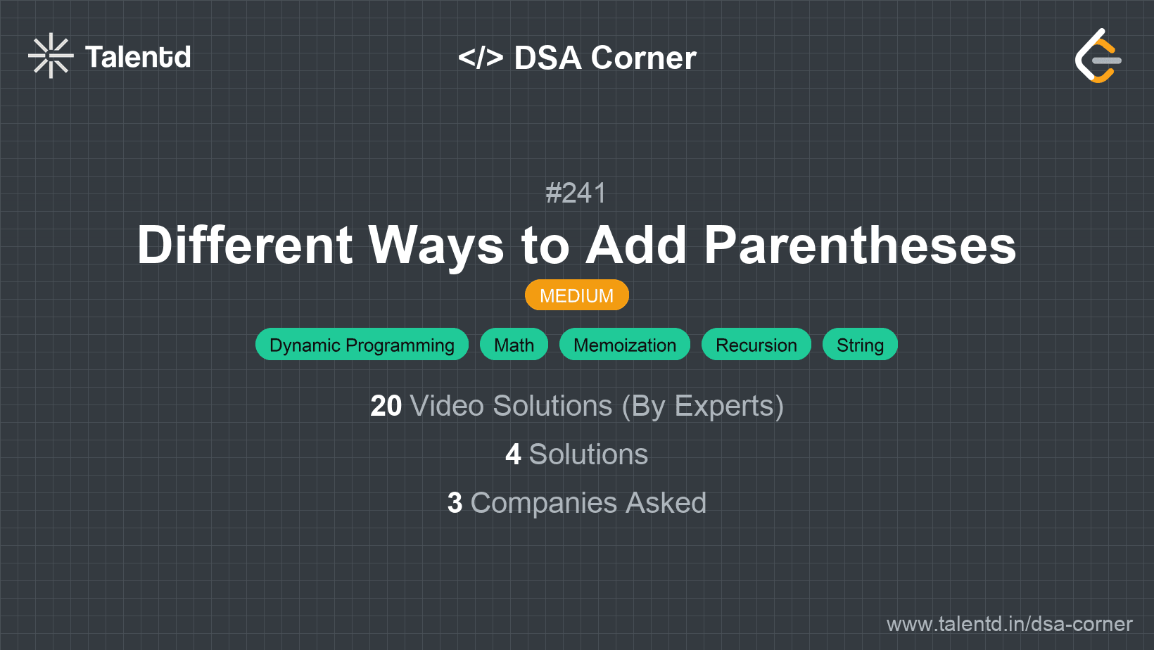 Problem visualization for Different Ways to Add Parentheses