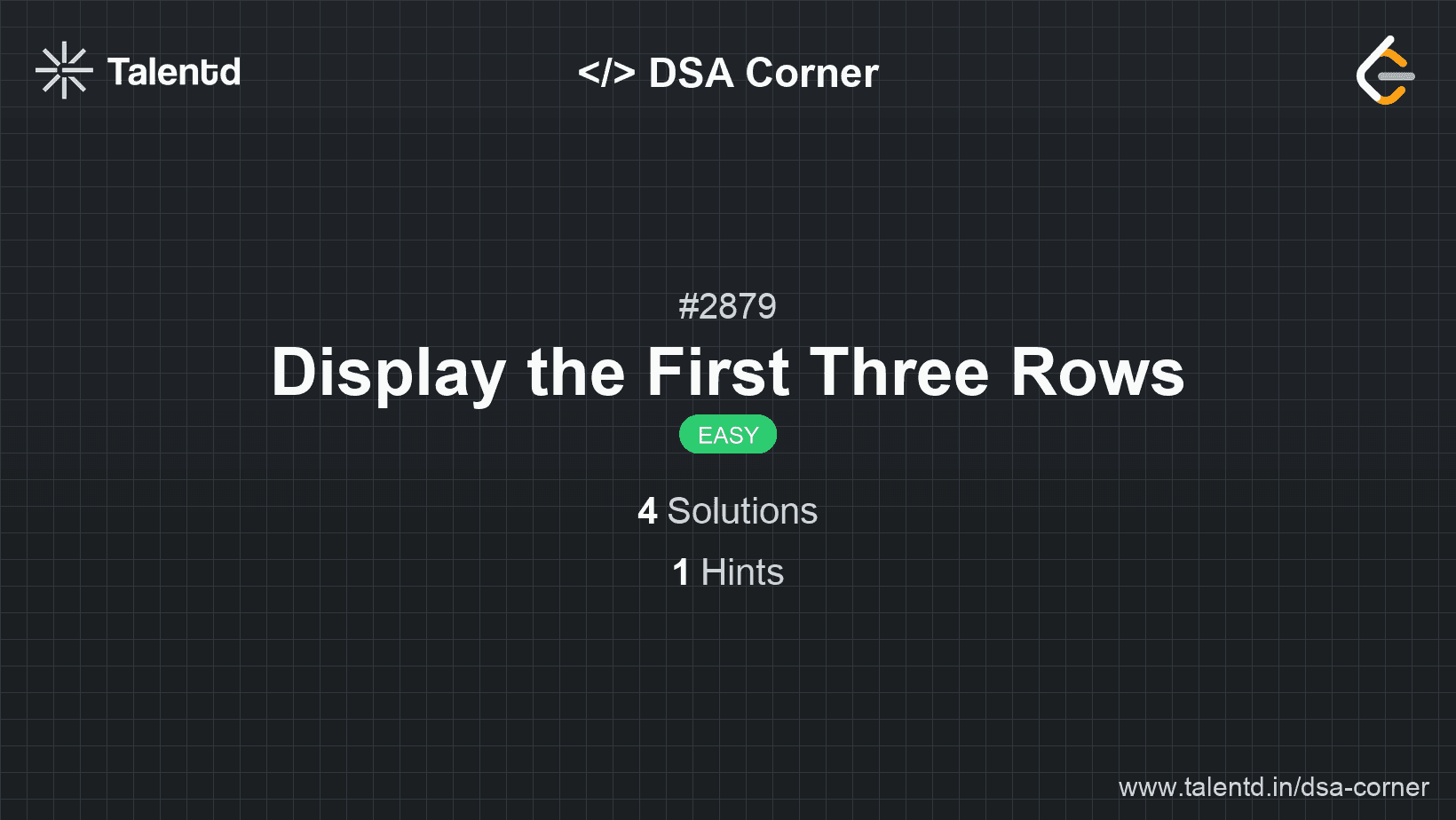 Problem visualization for Display the First Three Rows